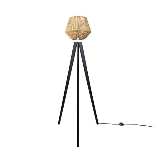 Paco Home Stehlampe Modern in Rattan Optik - Standleuchten & Deckenfluter – Boho Stehleuchte mit natürlichem Charme, ideal für gemütliche Wohnräume und Ethno-Stil.