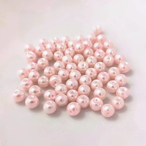  Glasperlen - Bastelperlen aus Glas rund - 30 Farben mit Loch Perlen zum Basteln auffädeln Armbänder Traumfänger bunt Set DIY mini kleine große Kinder Bastelperlen Schmuck 4 mm / Rosa/Perlmut