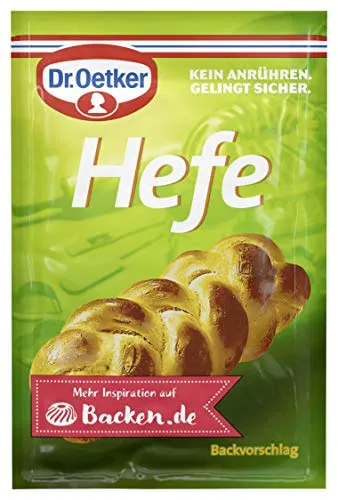 Dr. Oetker Hefe 4 x 7 g – Für lockere Hefeteige - Trockenhefe für bis zu 500 g Weizenmehl, ideal für süße und herzhafte Backwaren. Verkürzt die Zubereitungszeit und ist praktisch auf Vorrat.