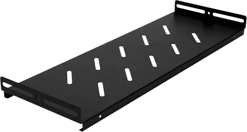 Extralnik 10 Zoll Fachboden 1HE 140 mm Tiefe – Stabiler Rackboden für Netzwerkschrank, perforiert, 10 kg Tragkraft, kompatibel mit 10