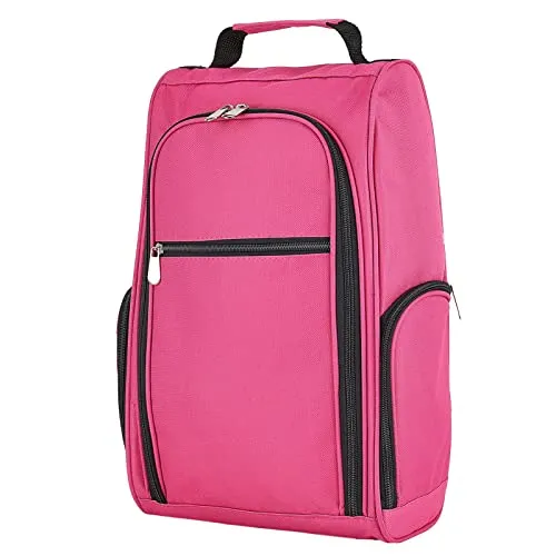 Tragbare schuhtasche Golf, Premium Fußball Schuhbeutel Soccer Shoe Bag mit 3 Reißverschluss-Taschen Geeignet für Herren, Damen, Jungen, Mädchen, Sport (Rosa)