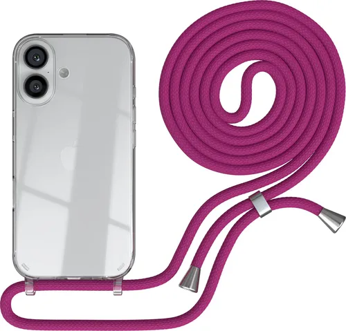 EAZY CASE Handykette mit Hülle für Apple iPhone 16 Backcover Handykette, zum Umhängen in Pink