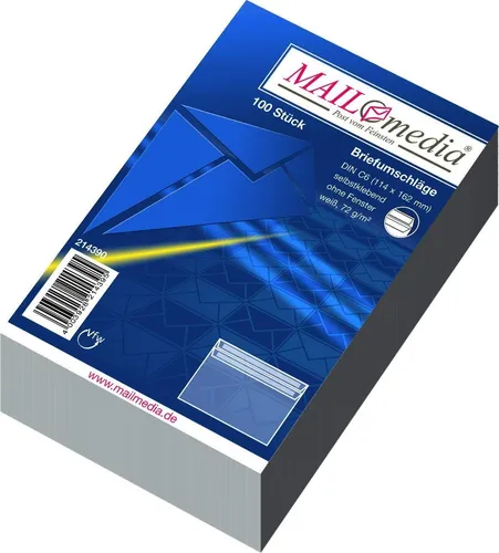 MAILmedia Briefumschlag Offset weiß C6 ohne Fenster selbstklebend 100 Stück