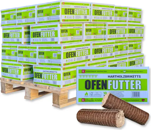 Nestro Hartholzbriketts aus Buche & Eiche | 40 x 10 kg Karton auf Palette