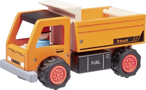 howa Kipplaster/LKW aus Holz 5903 - Spielfahrzeuge: Massiver Kipplaster aus Holz mit kippbarer Ladefläche und öffnender Heckklappe, fördert Kreativität und Fantasie der kleinen Bauarbeiter.