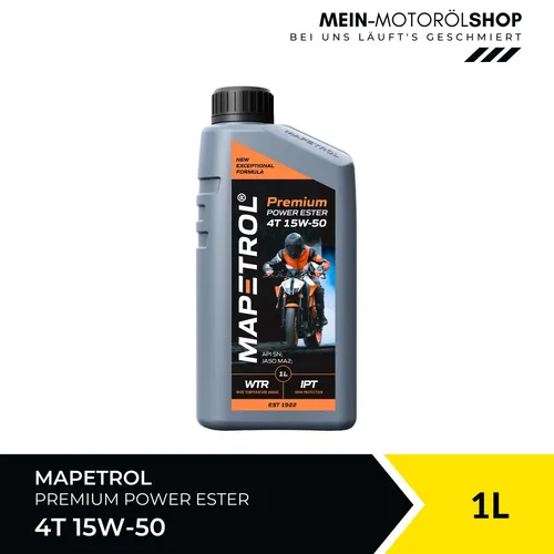 Mapetrol Power Ester 4T 15W-50 JASO MA2 API SN Motoröl & Getriebeöl 1 Liter