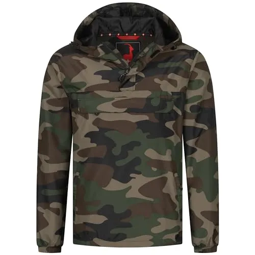 Höhenhorn Lepon Herren Jacke Windbreaker Camo Grün Gr. L - Funktionsjacke, wind- und wasserabweisend mit Kapuze und mehreren Taschen, ideal für Wanderungen und Trekkingtouren, schützt vor Wind und hält Körperwärme