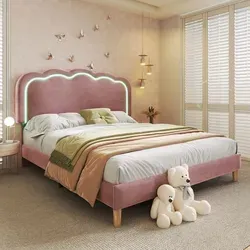 Flieks Polsterbett 140x200cm mit LED-Lichtleiste - Elegantes Jugendbett mit verstellbarem Kopfteil und kuscheligem Samtbezug. Ideal für eine gemütliche Schlafatmosphäre und bis zu 217 kg belastbar!