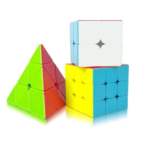 Magic Cube-Zauberwürfel 3x3 Set-Speed Cube 2x2+Pyramide,3-in-1 Verschiedene Spielmöglichkeiten,Professional,Glätten,Starke und langlebige, Exquisite Verpackungsbox,Geeignet für Geschenke Kinder
