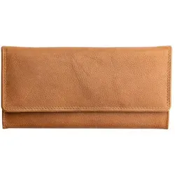 Josephine Osthoff Geldbörse Damen Leder Länglich Portemonnaie mit Reißverschluss KleinGeldbörse Kreditkartenetui RFID-Schutz Geldbeutel mit Mü... - Braun