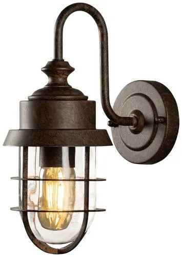 Cerignola Wandlampe E27 in Rostoptik - Stylische Wandlampe in Rostoptik mit klarem Glas, ideal für ein rustikales Ambiente und stimmungsvolle Beleuchtung.
