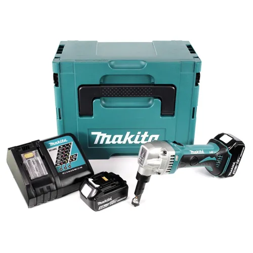 Makita DJN 161 RMJ 18V Akku Knabber Schere mit 2x Akku und Lader - Kabellose Knabberschere mit 18V Lithium-Ionen-Akkus, ideal für präzise Schneidarbeiten, inklusive praktischer Makpac Aufbewahrung.