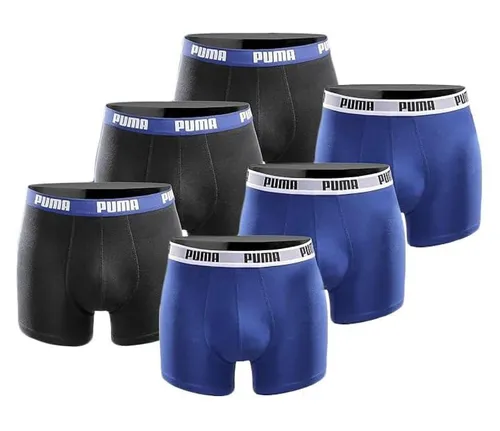 PUMA Basic Boxer Herren Boxershorts 6er-Pack - Sportbekleidung-Set aus 6 Boxershorts, gefertigt aus 95% Baumwolle für hohen Tragekomfort und optimale Passform.