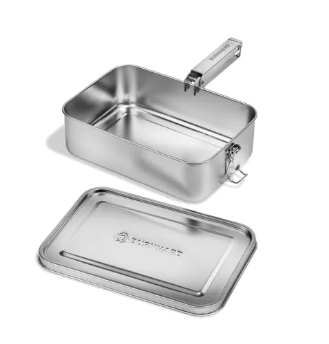 BURNHARD® Camping Kochgeschirr Edelstahl, 2,4 l, All-in-One Cooking, multifunktional, 7,7 x 24 x 17 cm – Universal & JONES-Serie