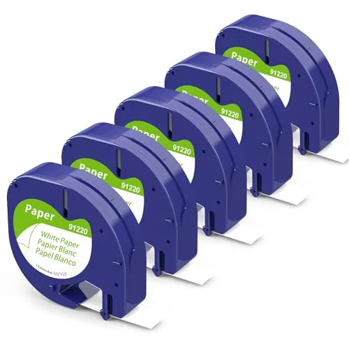 Aken 91220 Papier Weiß 12mm x 4m Schriftbänder Kompatibel mit Dymo Etikettenband, Kompatibel mit Dymo Letratag Etikettenband White Paper S0721510 für Letratag LT-100H LT-100T XR 200B
