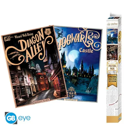 Harry Potter Set 2 Posters Chibi 52X38 Retro Hogwarts&Diagon