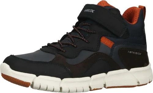 Geox Stiefelette J FLEXYPER BOY B - Wasserdichte Kinderstiefelette aus Leder/Textil mit atmungsaktiver AMPHIBIOX Technologie, flexibler Laufsohle und praktischem Klettverschluss – ideal für nass-kaltes Wetter.