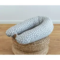 Loolay Seitenschläferkissen HERZCHEN Herz Grau Baumwolle/ MINKY Schwangerschaftskissen Kissen, WEICH oder EPS Kügelchen Füllung; 170 oder 190 cm SIZE-Standard, Stillkissen + Kissenbezug abnehmbar mit Reißverschluss!, 100% Europäische Stoffe und Kleinserien-Nähen! Geschenk für Frau! 190 cm