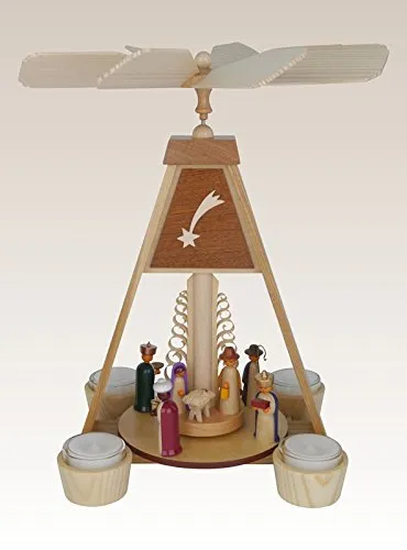 Rudolphs Schatzkiste Pyramide Christi Geburt farbig mit Teelichtern HxBxT 32x22x25,5cm NEU Weihnachtspyramide Tischpyramide Tischdekoration Kerze Dekoration Weihnachten Wärmespiel Lichter Figur Holz