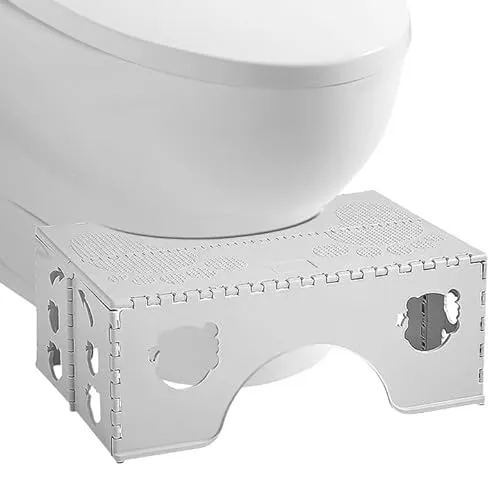 Faltbarer Toilettenhocker, Toilettenhocker Klappbar, Toilettenhocker Erwachsene, Physiologischer Hocker Badezimmer Für Die Toilette Im Badezimmer Zu Hause(Grau)