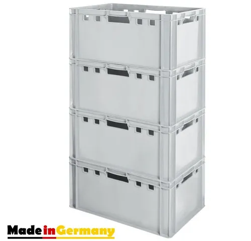 Kingpower Allzweckkiste Fleischkiste Stapelkiste E3 Fleischerkiste Eurobox Metzgerkiste Grau (4 St)