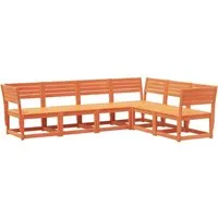 vidaXL 6-tlg. Garten-Sofagarnitur Wachsbraun aus massivem Kiefernholz - Gartenmöbel-Set aus robustem Kiefernholz mit bequemem Latten-Design für eine trockene Sitzfläche. Ideal für entspannte Stunden im Freien mit Familie und Freunden.