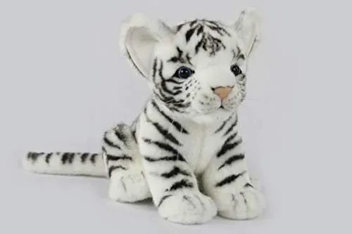 Hansa - Plüschtier, Tiger, weiß, für Baby, sitzend, 20 cm H/20 cm L