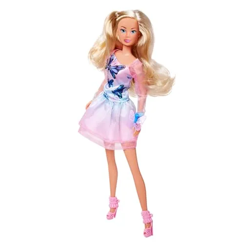 Simba Steffi Love Butterfly, Spielpuppe trägt EIN Kleid im Schmetterlingslook inkl. Armband mit Schmetterlingsanstecker, 29cm, ab 3 Jahren