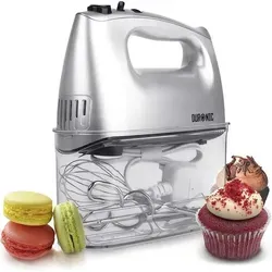 Duronic HM4 SR Handmixer - 400 Watt mit Aufbewahrungsbox und Turbofunktion - Handmixer mit 400 Watt, 5 Geschwindigkeitsstufen und praktischer Aufbewahrungsbox für kreatives Kochen. Ideal zum schnellen Zubereiten von Teigen und Sahne.