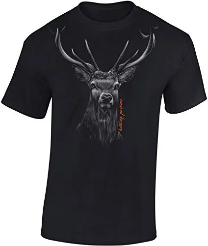 Baddery Jäger T-Shirt Männer - Hunting Passion - Jagd Tshirt Herren - Geschenk Kleidung Zubehör (Schwarz XL)