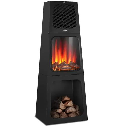 TecTake GmbH Elektrokamin Soleil, 2 Heizstufen, Thermostat, Flammeneffekt - schwarz 406280