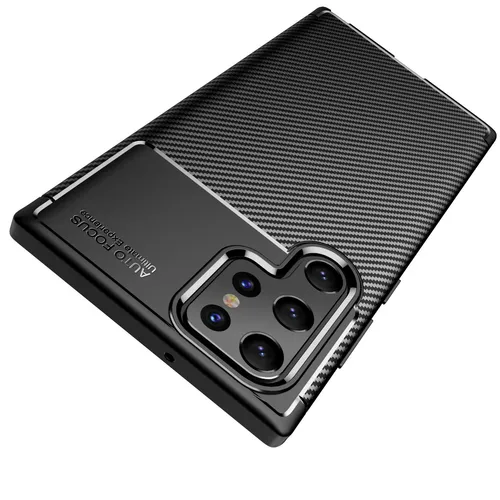 Hülle für Samsung Galaxy S22 Ultra Schutzhülle Silikon Case Schwarz Carbon Optik