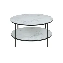 Couchtisch rund Bergeggi, weiß, Marmor-Optik