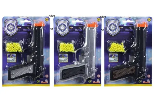 Simba 108022556 -  Police - Kugelpistole mit Munition, sortiert - Neu