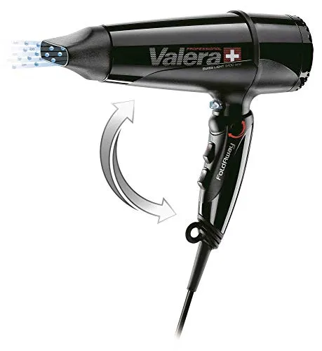 Valera Swiss Light Fold-Away 5400, Professioneller Haartrockner, 2000W | Schwarz,Föhn mit Klappgriff,Motor DC Long-Life, 3 Temperaturstufen, Ionen-Generator, 3 m Super-Flex-Kabel, Swiss Made