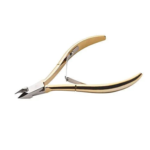 Wohlstand Professionelle Hautzangen,Nagelhautzange Edelstahl,Maniküre-Zange,Rostfreies Edelstahl,mit Doppelfeder,Vergoldet,Schnittlänge ca. 6mm