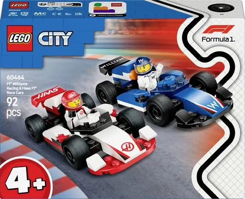 LEGO CITY F1 Williams Racing und Haas F1 Rennautos 60464 - Erlebe packende Rennen mit den LEGO CITY F1 Rennautos Williams und Haas (60464). Das Set bietet zwei detailreiche Rennwagen und Minifiguren. Ideal für kreative Bauabenteuer und Rollenspiele ab 4 Jahren.