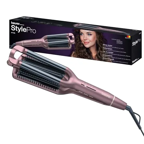 Beurer HT 65 Welleneisen - 4 Wellenstyles, temperaturregulierbar von 160-210°C, Keramik-Keratin Schutz und sichere Abschaltautomatik