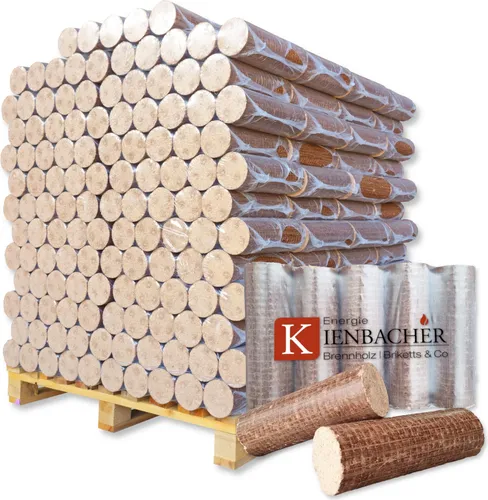 Nestro Briketts Hartholzbriketts aus Buche & Eiche | 100 x 10 kg Holzbrikett auf Palette | Energie Kienbacher® 1000 kg