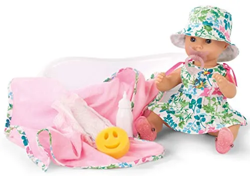 Götz 1953139 Sleepy Aquini Mädchen Puppe - Blooms - 33 cm große Badepuppe mit blauen Schlafaugen, ohne Haare in 12-teiligem Set