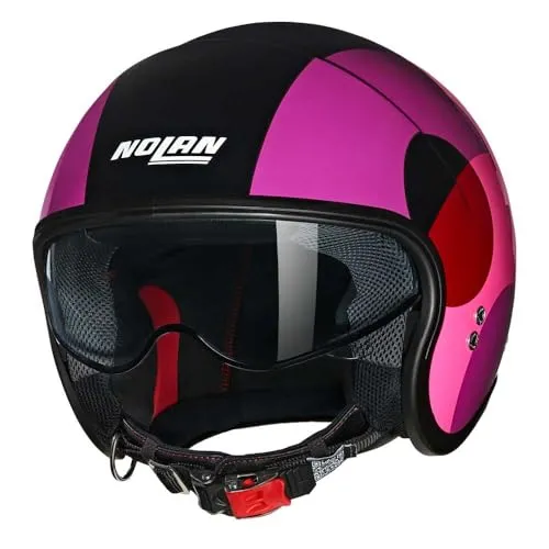 Nolan N21 06 Bicromo Jethelm, schwarz-rot-lila, Größe M - Motorradhelm aus leichtem Polycarbonat, homologiert und ideal für stilbewusste Fahrer, die Komfort und Sicherheit schätzen.