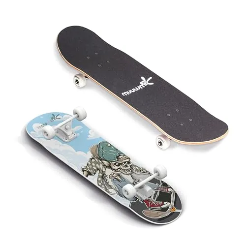 Muuwmi Skateboard mit Totenkopf-Design