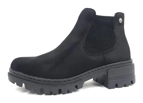 Rieker Damen Chelsea Boot 76884, Schwarz, Größe 38 EU - Wanderschuhe mit elastischen Stretcheinsätzen für einfaches Hineinschlüpfen und einem bequemen Blockabsatz, ideal für modebewusste Frauen, die Komfort und Stil kombinieren möchten.