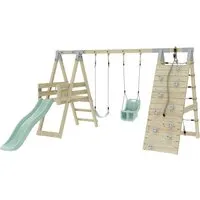 OutdoorToys Klettergerüst - Stabiles Holz-Klettergerüst in Mintgrün, ideal für Kinder ab 3 Jahren. Fördert die motorischen Fähigkeiten und sorgt für stundenlangen Spielspaß im eigenen Garten.