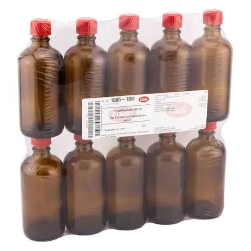 TROPFFLASCHE 100 ml braun m.Einsatz+Verschluss 10 St