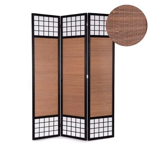 CREEDWOOD RAUMTEILER Osaka | 3-teilig, 170x120 cm - Paravent aus Bambus und Reispapier mit traditionellem Shoji-Muster, ideal als Sichtschutz und für eine stilvolle Raumtrennung, platzsparend klappbar.