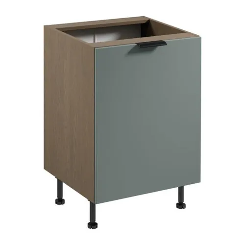 Küchenunterschrank aus Holz in Braun-Grau - Moderner Küchenschrank mit Soft-Close-Tür und 2 Regalfächern. Ideal für die Esszimmer- und Küchennutzung. Maße: 60 x 52 x 87 cm, mit verstellbaren Füßen für optimale Stabilität.