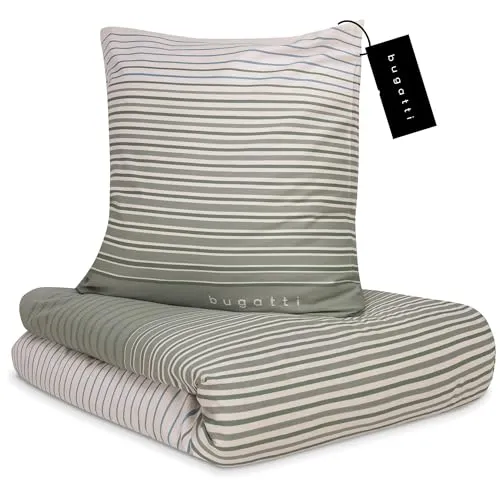 bugatti Bettwäsche 135x200 cm - Weiche Satinbettwäsche mit Reißverschluss - Bettwäsche-Sets: Hochwertige 100% Baumwolle, kuschelig weich und anschmiegsam, ideal für ganzjährige Nutzung. Maschinenwaschbar und mit praktischem Reißverschluss ausgestattet.