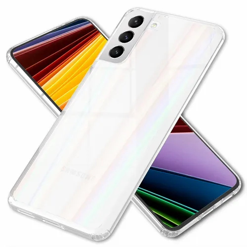 Für Samsung Galaxy S22 - Klare Hartglas Hülle Regenbogen Effekt Cover Kratzfest