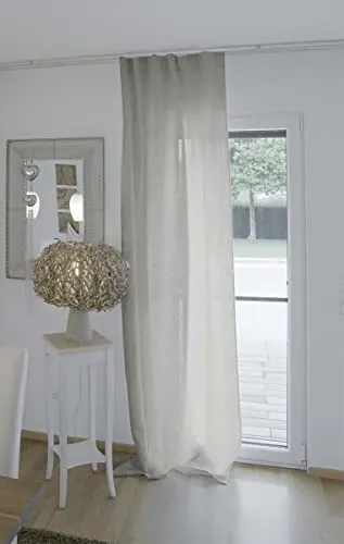 beties Leinen Gardine 135x255 cm – Landhausstil Vorhang - Scheibengardinen & Kurzstores aus 100% Leinen, pflegeleicht und mit natürlicher Transparenz für eine ruhige Wohlfühlatmosphäre.